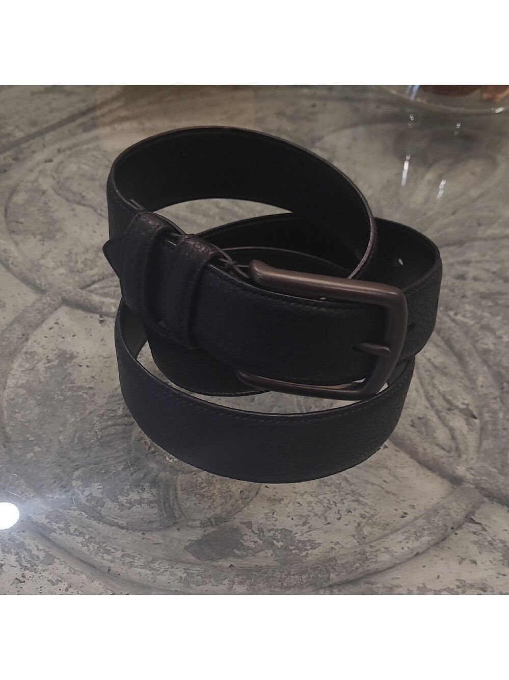 Men's London Fog Black Leather Belt 35 36 37 38 39 Like New